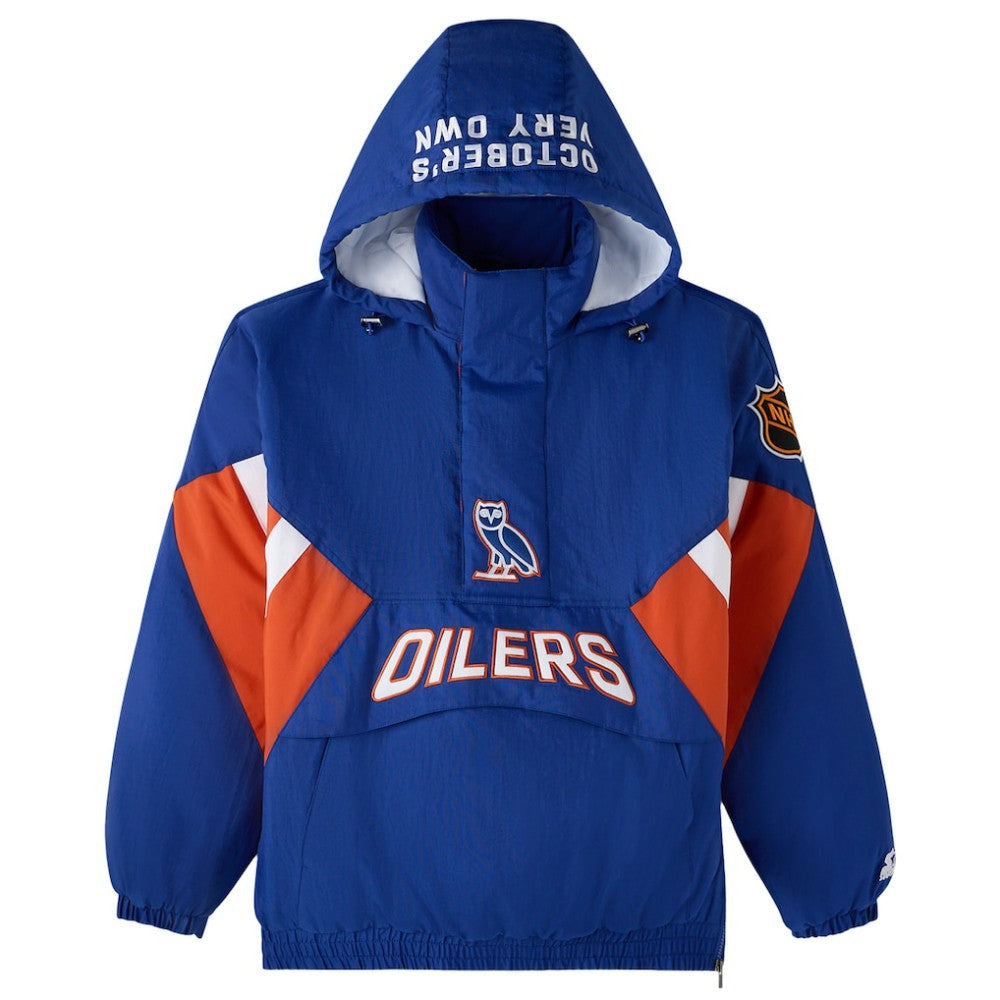 NHL Royal Edmonton Oilers OVO x Starter Half-Zip Hooded Jacket