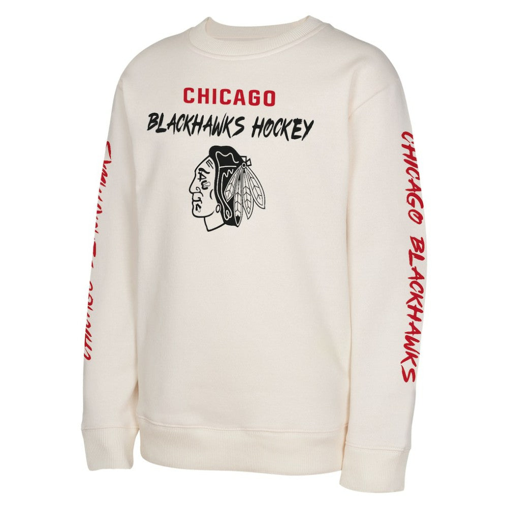 NHL Cream Chicago Blackhawks Youth Star Power Pullover Sweatshirt