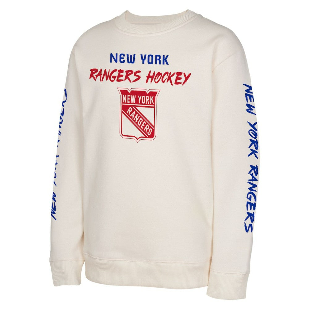 NHL Cream New York Rangers Youth Star Power Pullover Sweatshirt