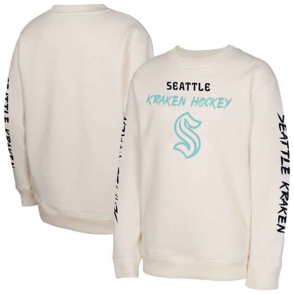 NHL Cream Seattle Kraken Youth Star Power Pullover Sweatshirt