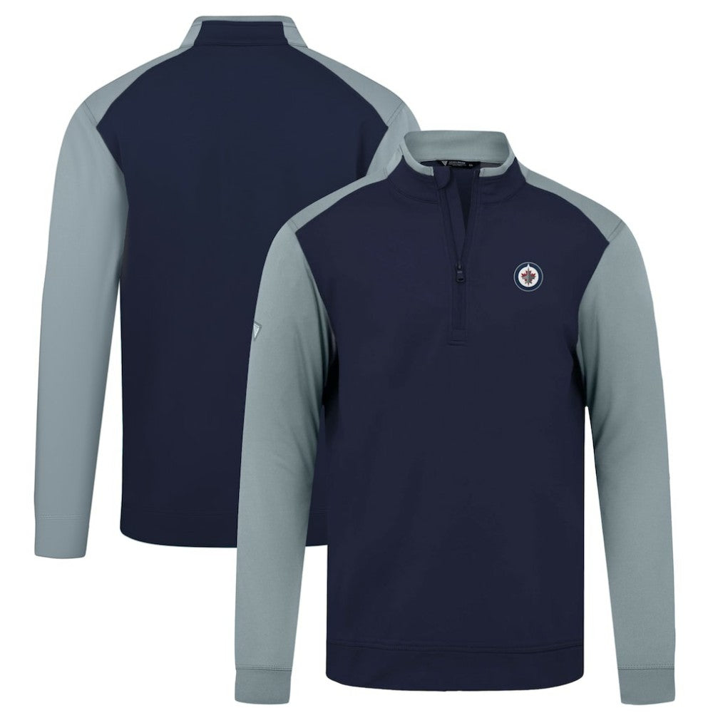 NHL Navy Winnipeg Jets Levelwear Bayou Insignia Core Quarter-Zip Pullover Top