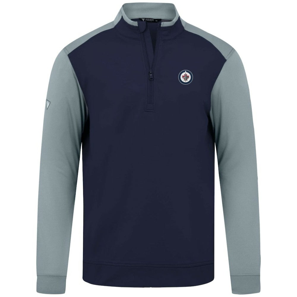 NHL Navy Winnipeg Jets Levelwear Bayou Insignia Core Quarter-Zip Pullover Top