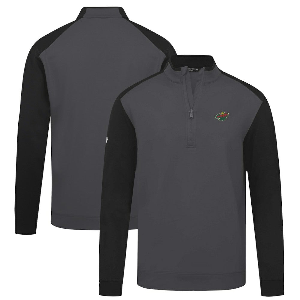 NHL Charcoal Minnesota Wild Levelwear Bayou Insignia Core Quarter-Zip Pullover Top