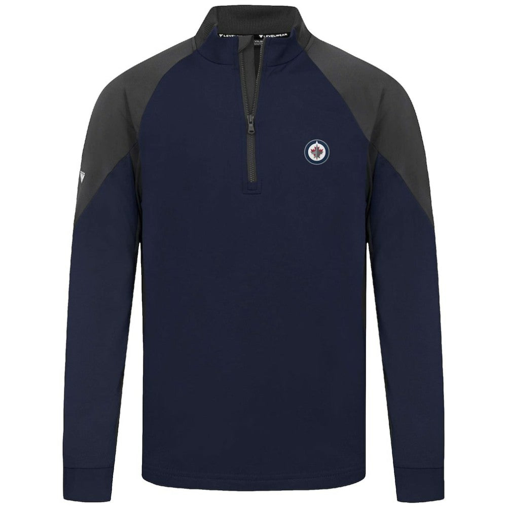 NHL Navy Winnipeg Jets Levelwear Cadet Insignia Core Quarter-Zip Pullover Top