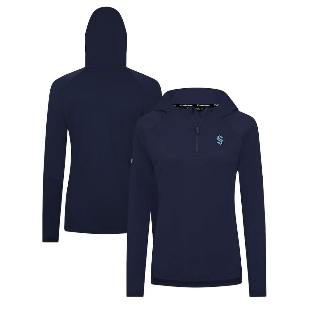 NHL Deep Sea Blue Seattle Kraken Levelwear Women's Raven Insignia Core Quarter-Zip Jacket
