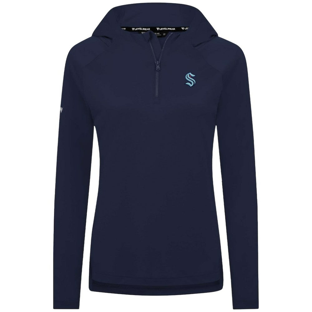 NHL Deep Sea Blue Seattle Kraken Levelwear Women's Raven Insignia Core Quarter-Zip Jacket