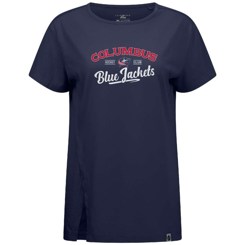 NHL Navy Columbus Blue Jackets Levelwear Women's Influx Ice Wall T-Shirt