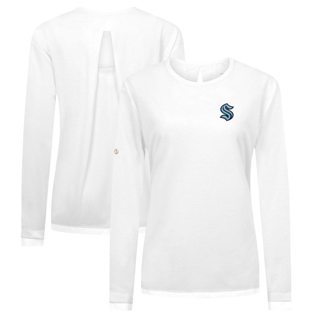 NHL White Seattle Kraken Levelwear Women's Sequoia Primary Logo Long Sleeve T-Shirt