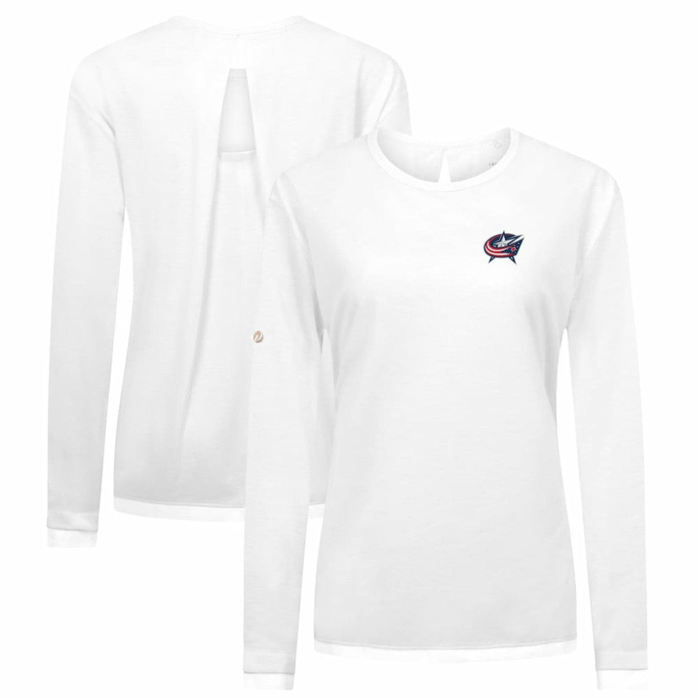 NHL White Columbus Blue Jackets Levelwear Women's Sequoia Primary Logo Long Sleeve T-Shirt