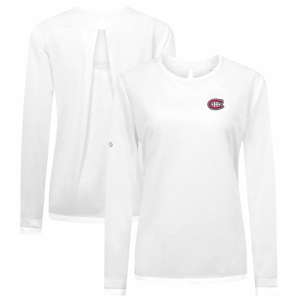NHL White Montreal Canadiens Levelwear Women's Sequoia Primary Logo Long Sleeve T-Shirt
