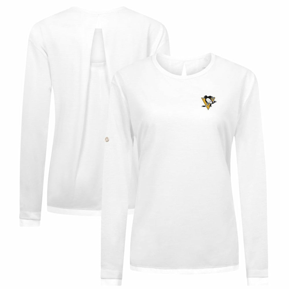 NHL White Pittsburgh Penguins Levelwear Women's Sequoia Primary Logo Long Sleeve T-Shirt
