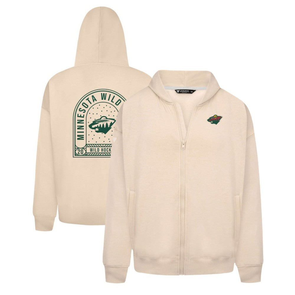 NHL Khaki Minnesota Wild Levelwear Uphill Stained Glass Full-Zip Hoodie Jacket