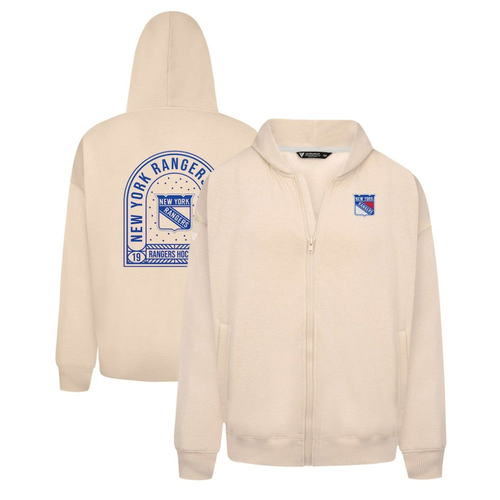 NHL Khaki New York Rangers Levelwear Uphill Stained Glass Full-Zip Hoodie Jacket