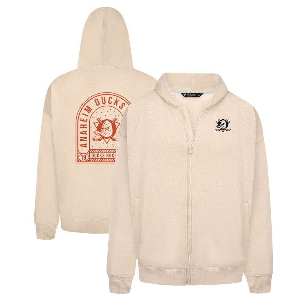 NHL Khaki Anaheim Ducks Levelwear Uphill Stained Glass Full-Zip Hoodie Jacket