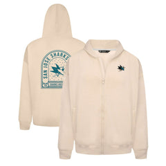 NHL Khaki San Jose Sharks Levelwear Uphill Stained Glass Full-Zip Hoodie Jacket