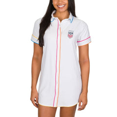 USWNT Concepts Sport Women's Flutter Knit Button-Up Nightshirt -  White