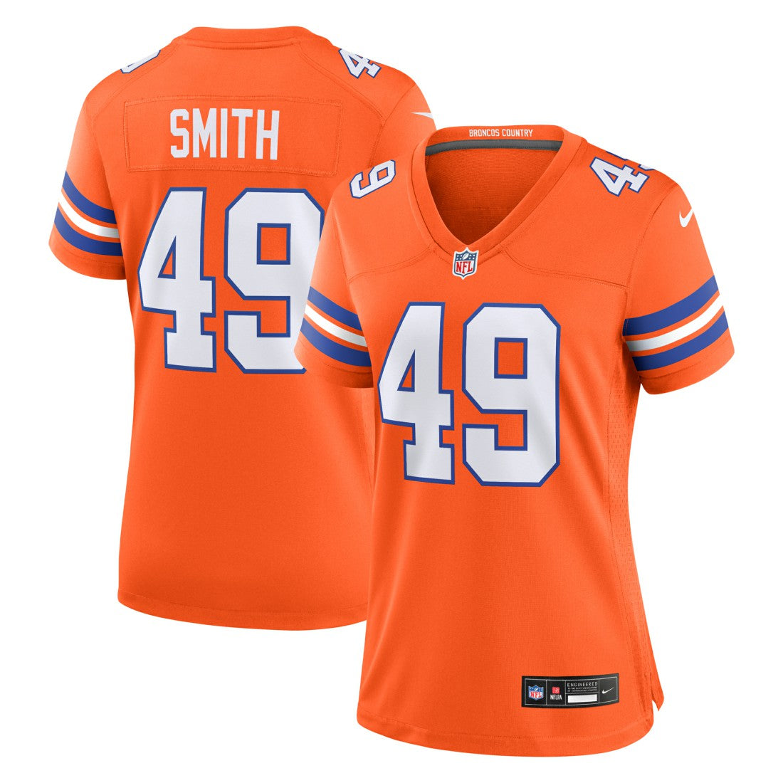Dennis Smith  Women's Mile High Collection 1977 Throwback Retired Player Game Jersey - Denver Broncos