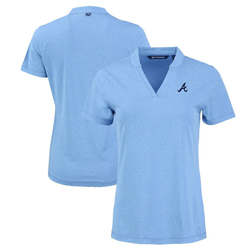 MLB Atlanta Braves Cutter & Buck Women's Forge Stretch Blade DryTec V-Neck Polo