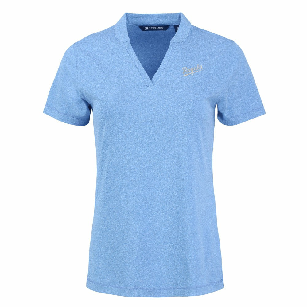 MLB Kansas City Royals Cutter & Buck Women's Forge Stretch Blade DryTec V-Neck Polo