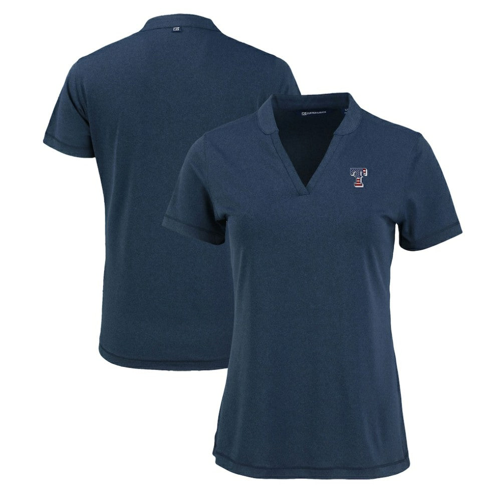 MLB Texas Rangers Cutter & Buck Women's Forge Stretch Blade DryTec V-Neck Polo