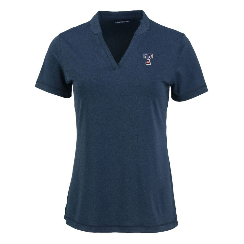 MLB Texas Rangers Cutter & Buck Women's Forge Stretch Blade DryTec V-Neck Polo