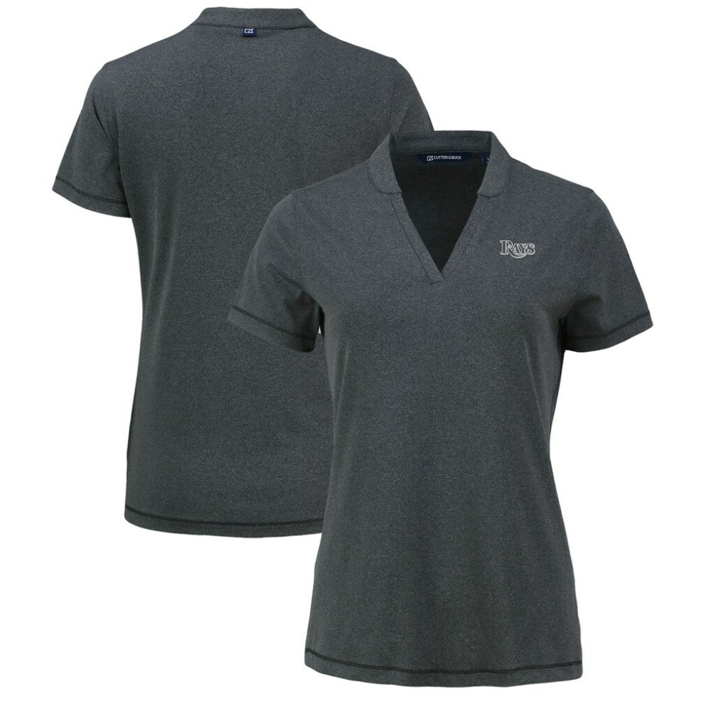 MLB Tampa Bay Rays Cutter & Buck Women's Forge Stretch Blade DryTec V-Neck Polo