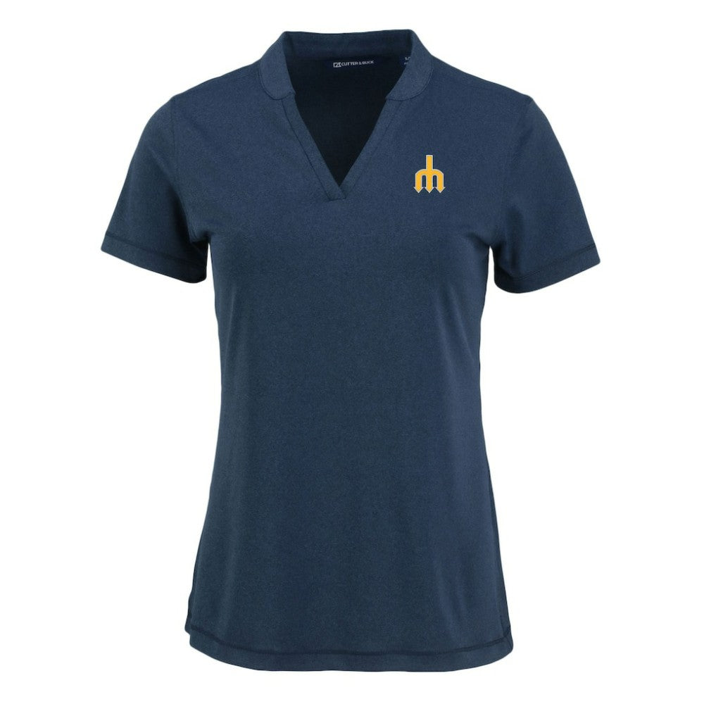 MLB Seattle Mariners Cutter & Buck Women's Forge Stretch Blade DryTec V-Neck Polo