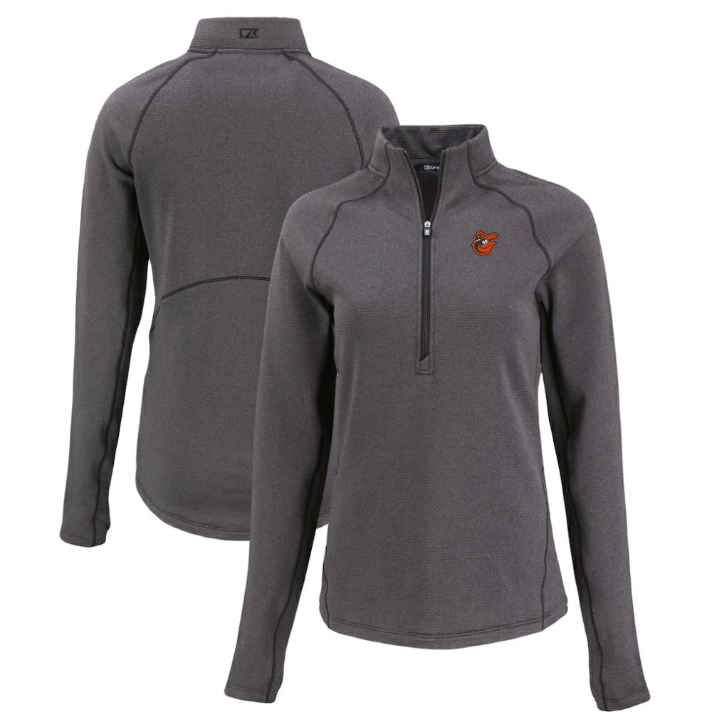 MLB Baltimore Orioles Cutter & Buck Women's Peshastin Eco Fleece Recycled Raglan Half-Zip Top