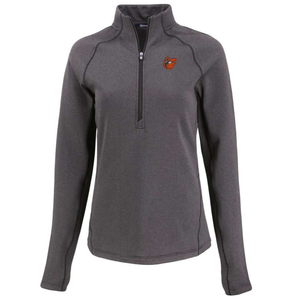 MLB Baltimore Orioles Cutter & Buck Women's Peshastin Eco Fleece Recycled Raglan Half-Zip Top