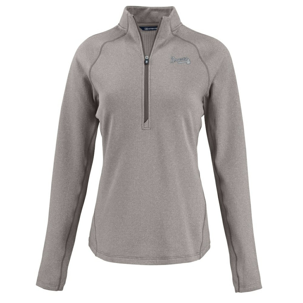 MLB Atlanta Braves Cutter & Buck Women's Peshastin Eco Fleece Recycled Raglan Half-Zip Top