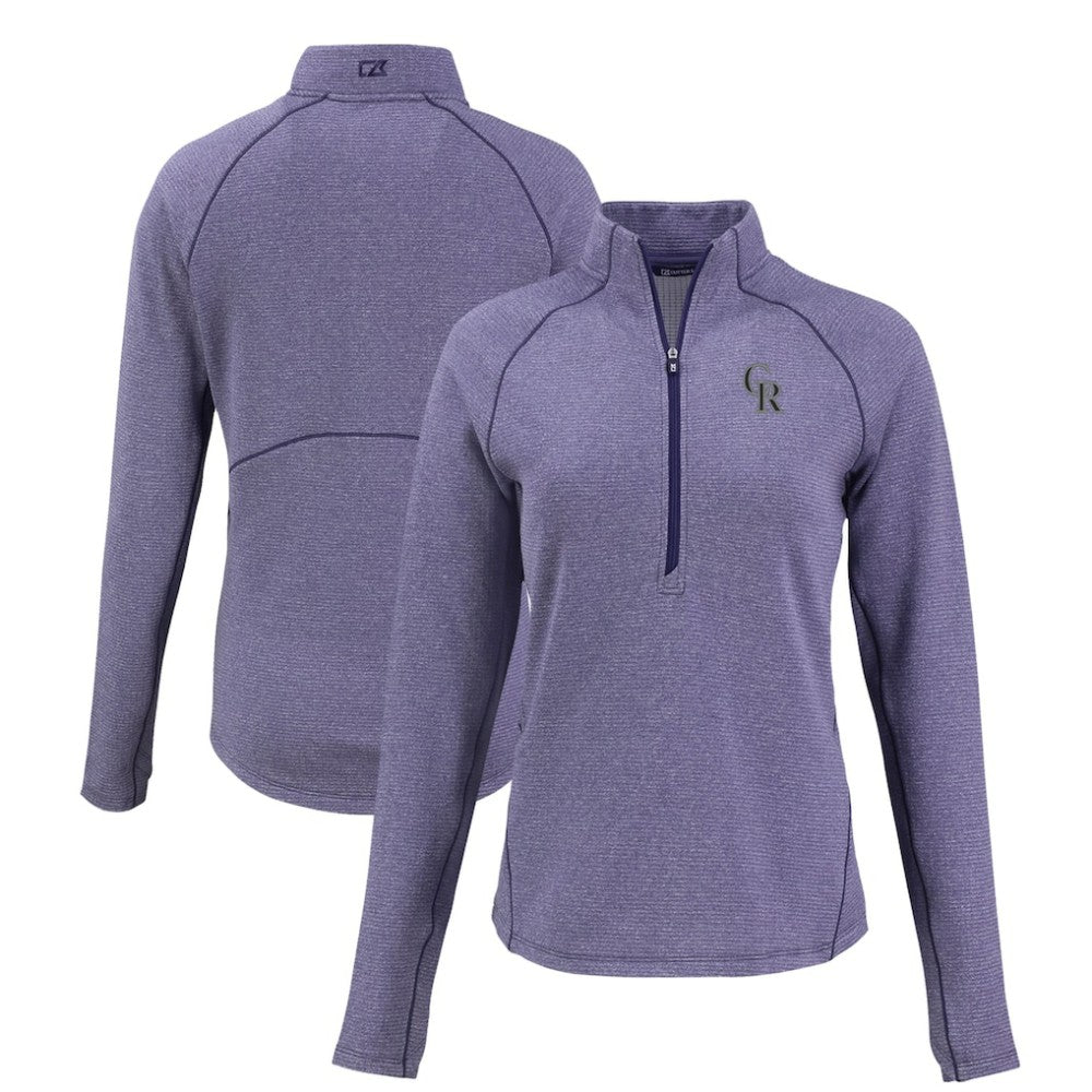 MLB Colorado Rockies Cutter & Buck Women's Peshastin Eco Fleece Recycled Raglan Half-Zip Top