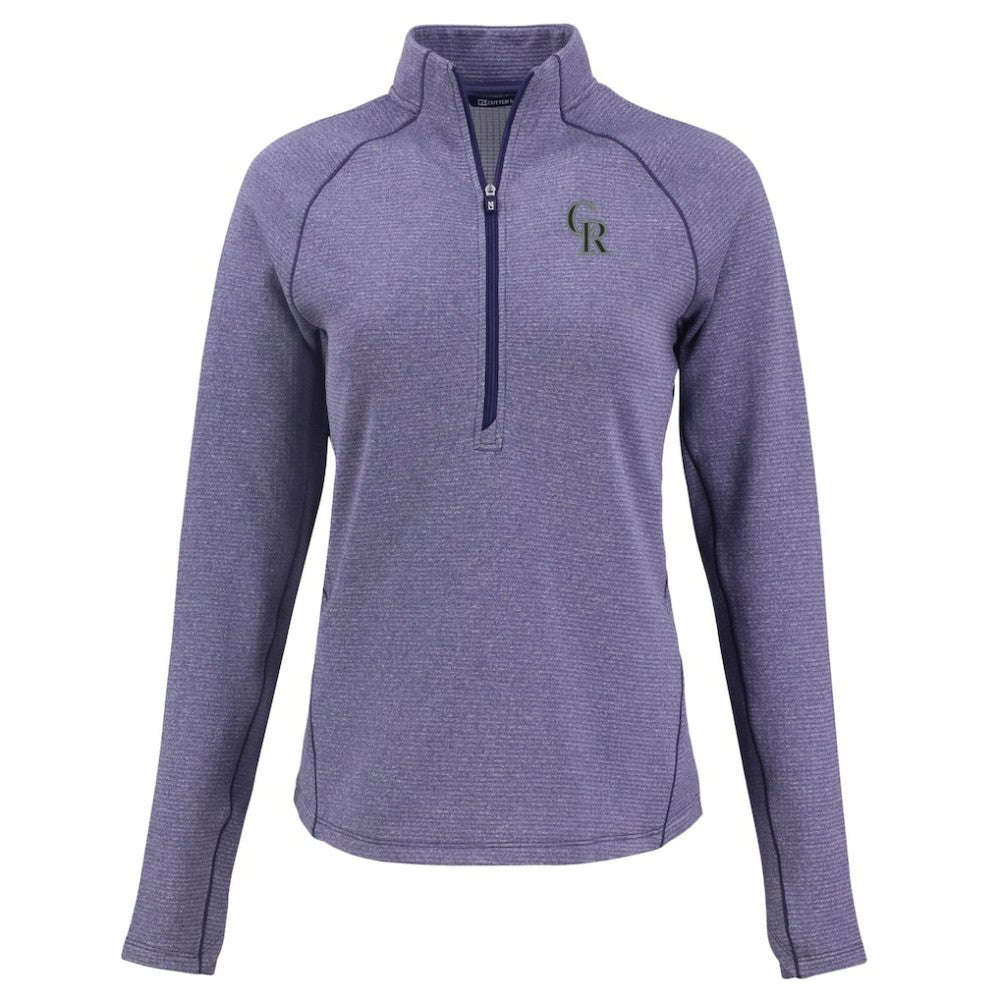 MLB Colorado Rockies Cutter & Buck Women's Peshastin Eco Fleece Recycled Raglan Half-Zip Top