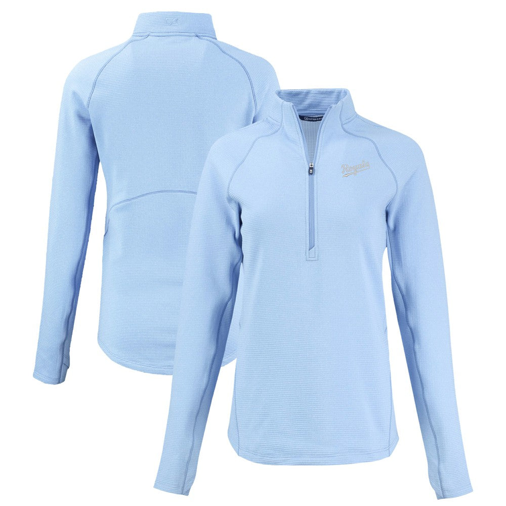 MLB Kansas City Royals Cutter & Buck Women's Peshastin Eco Fleece Recycled Raglan Half-Zip Top