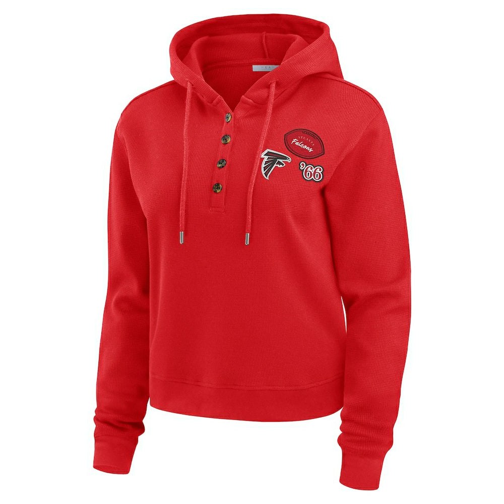 WEAR by Erin Andrews Women's Plus Size Waffle Hoodie Pullover Top - Atlanta Falcons