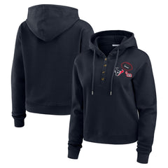 WEAR by Erin Andrews Women's Plus Size Waffle Hoodie Pullover Top - Houston Texans