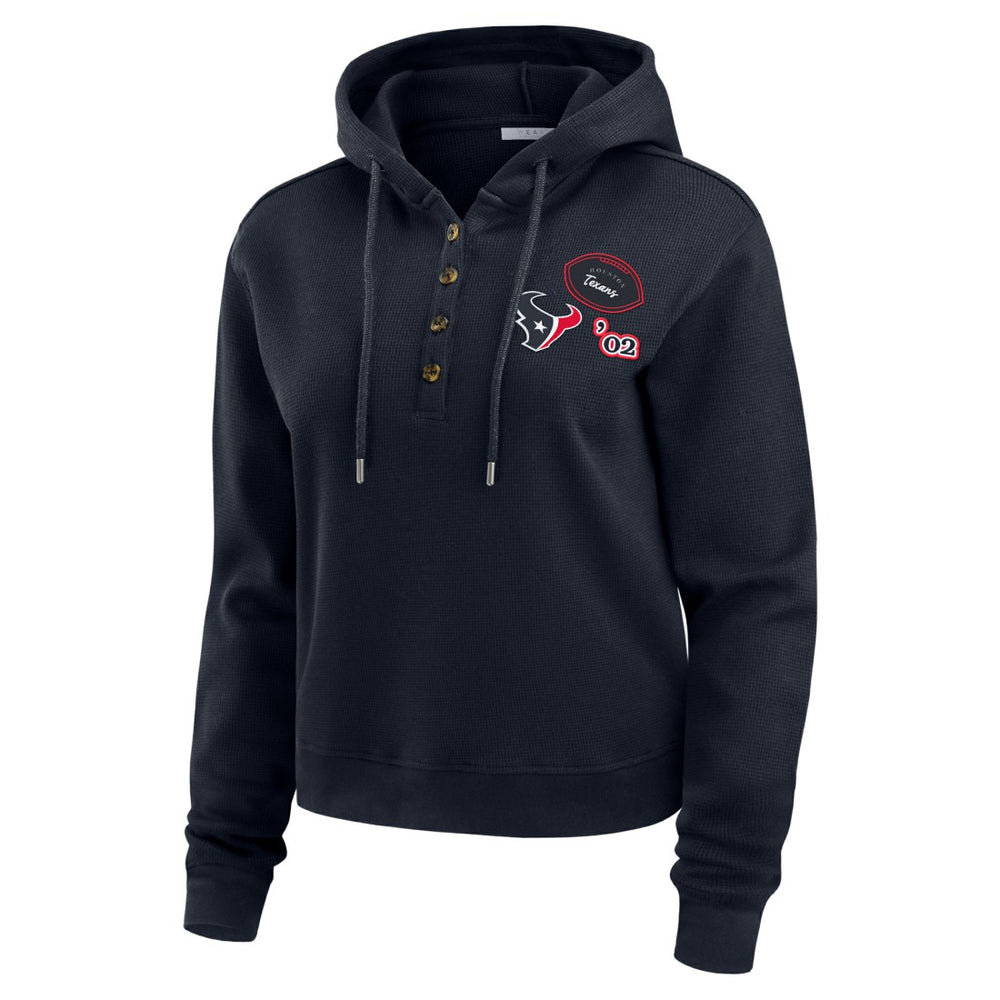 WEAR by Erin Andrews Women's Plus Size Waffle Hoodie Pullover Top - Houston Texans
