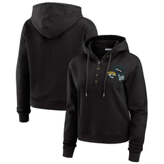 WEAR by Erin Andrews Women's Plus Size Waffle Hoodie Pullover Top - Jacksonville Jaguars