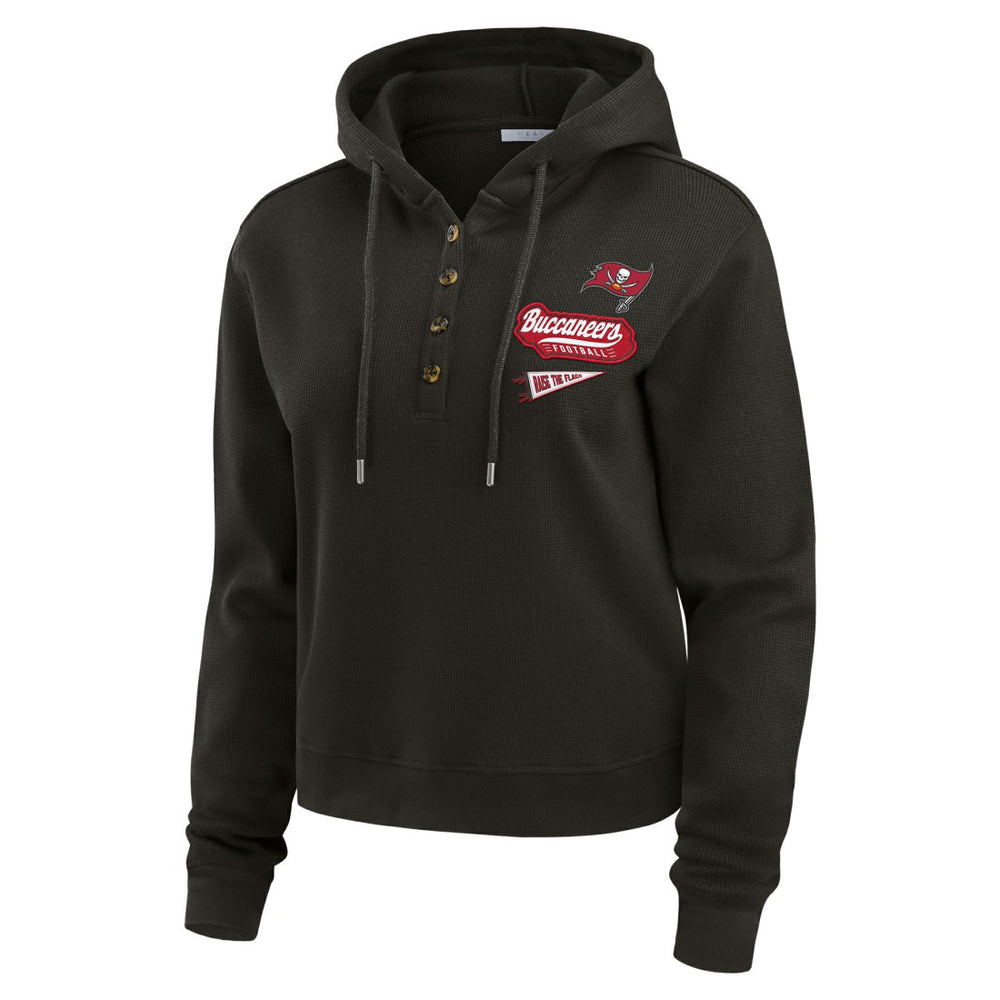 WEAR by Erin Andrews Women's Plus Size Waffle Hoodie Pullover Top - Tampa Bay Buccaneers