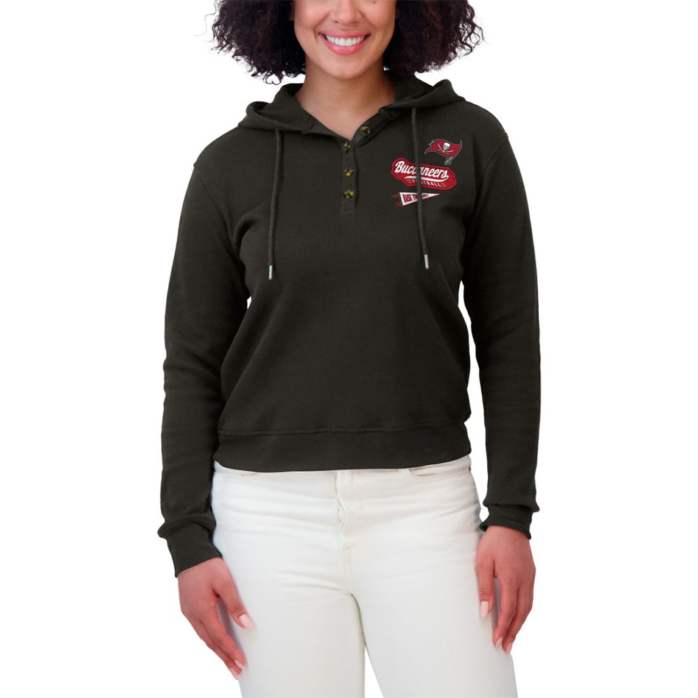 WEAR by Erin Andrews Women's Plus Size Waffle Hoodie Pullover Top - Tampa Bay Buccaneers