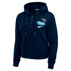 WEAR by Erin Andrews Women's Plus Size Waffle Hoodie Pullover Top - Tennessee Titans