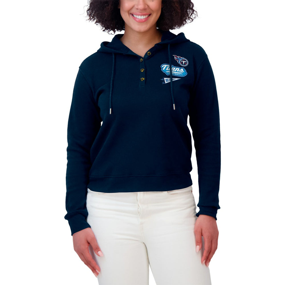 WEAR by Erin Andrews Women's Plus Size Waffle Hoodie Pullover Top - Tennessee Titans