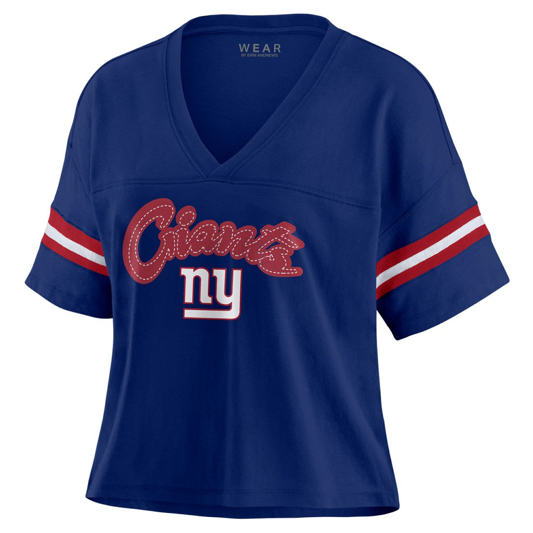WEAR by Erin Andrews Women's Plus Size Color Block Boxy T-Shirt - New York Giants