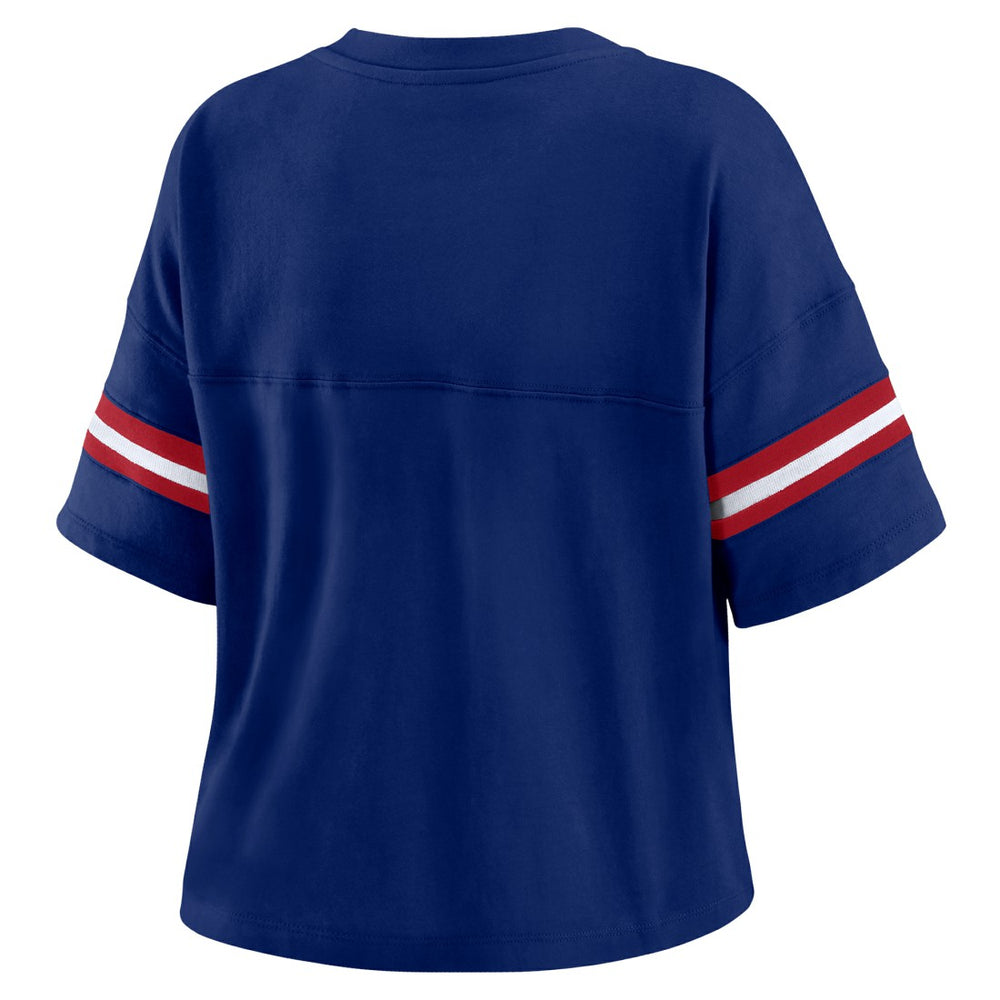 WEAR by Erin Andrews Women's Plus Size Color Block Boxy T-Shirt - New York Giants