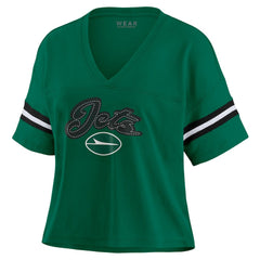 WEAR by Erin Andrews Women's Plus Size Color Block Boxy T-Shirt - New York Jets