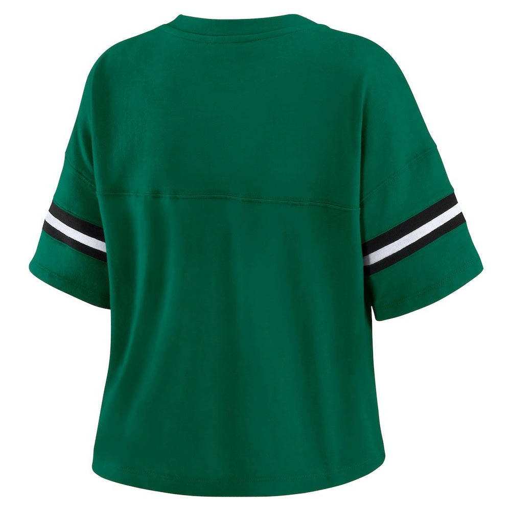 WEAR by Erin Andrews Women's Plus Size Color Block Boxy T-Shirt - New York Jets