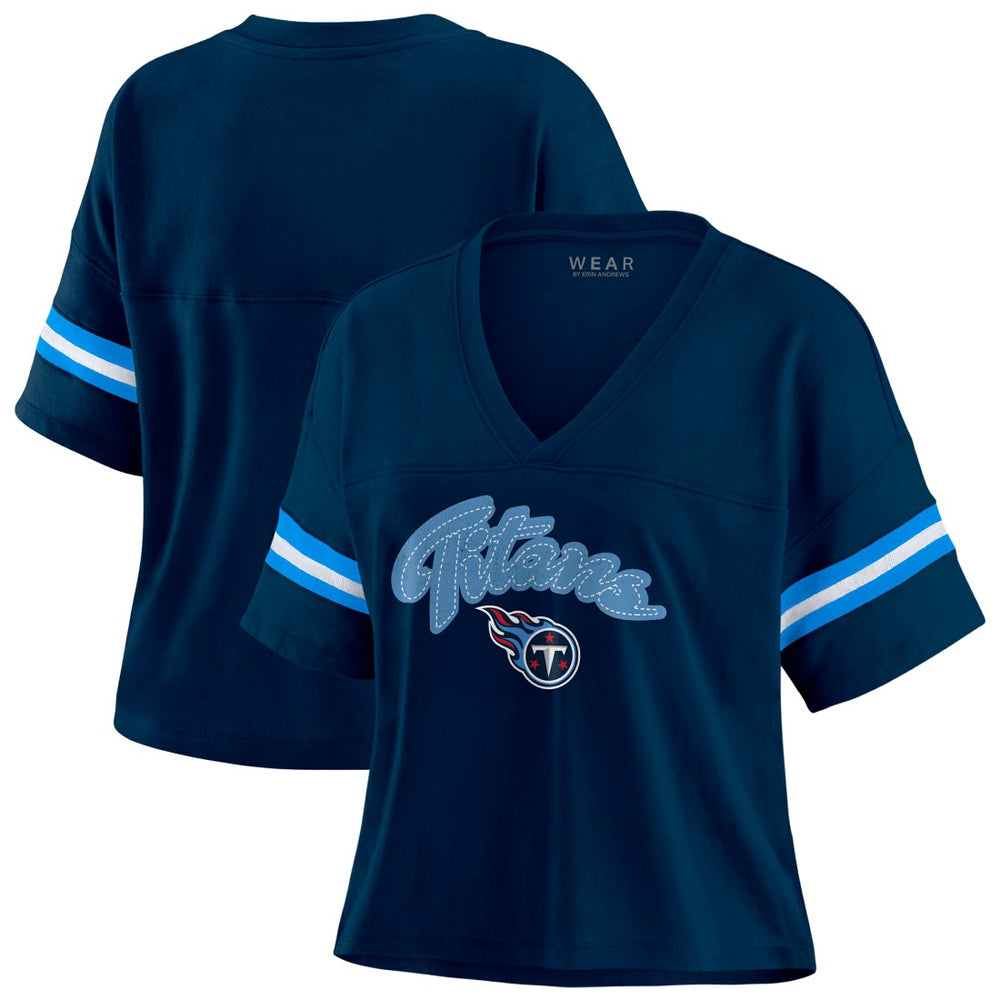 WEAR by Erin Andrews Women's Plus Size Color Block Boxy T-Shirt - Tennessee Titans