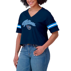 WEAR by Erin Andrews Women's Plus Size Color Block Boxy T-Shirt - Tennessee Titans
