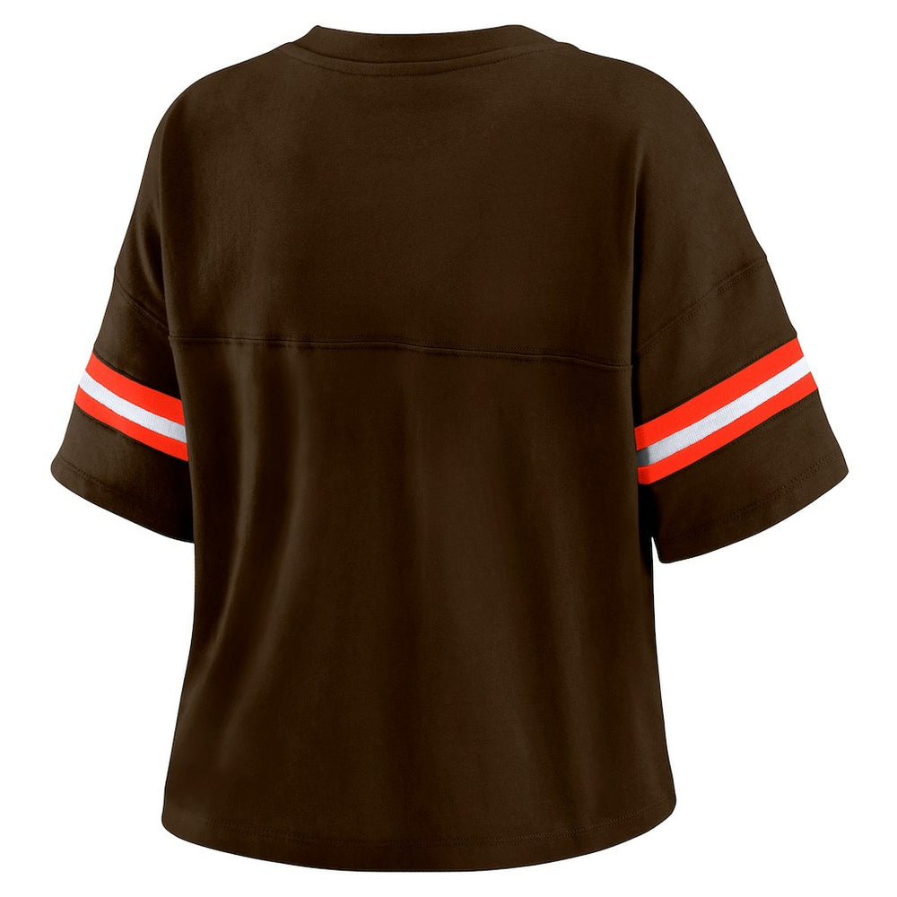WEAR by Erin Andrews Women's Plus Size Color Block Boxy T-Shirt - Cleveland Browns
