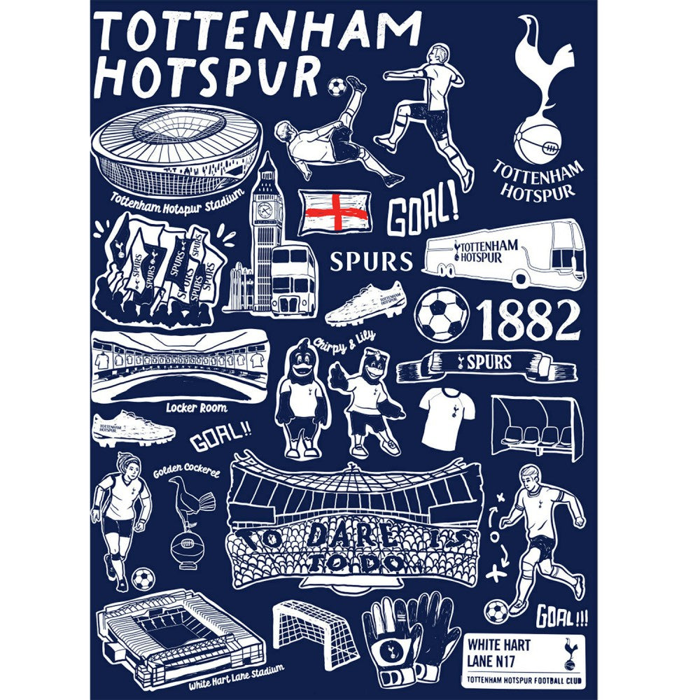 Tottenham Hotspur Vive La Fete Youth Impressions Artwork T-Shirt -  Navy