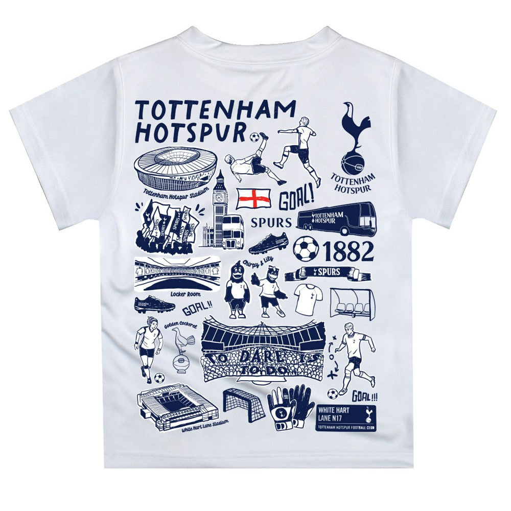 Tottenham Hotspur Vive La Fete Youth Impressions Artwork T-Shirt -  White